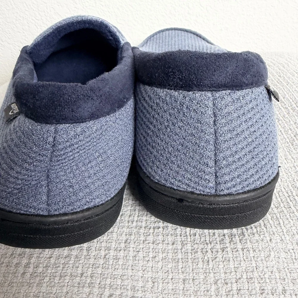 HomeTop Mens Waffle Knit Memory Foam Loafer Slippers Blue US 11 Lightweight